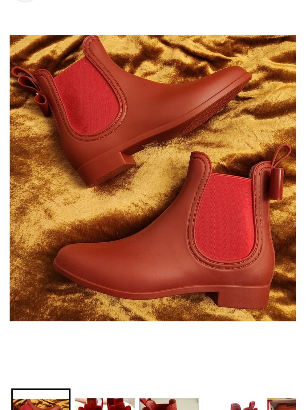 Red Chelsea Rain Boots with bows